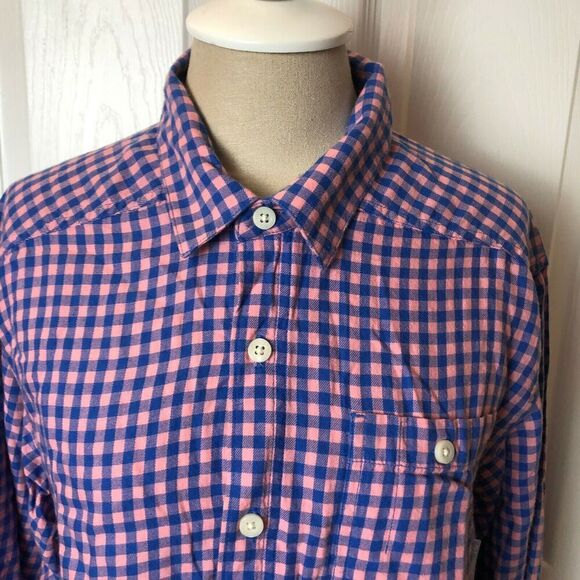 Columbia Gingham Long Sleeve Casual Flannel Shirt Purple Pink Cotton Men’s M - Picture 2 of 6